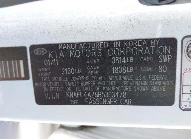 KNAFU4A28B5393478 2011 2011 KIA Forte- EX 9