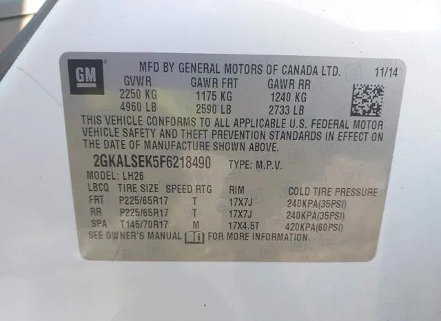 2GKALSEK5F6218490 2015 2015 GMC Terrain- Slt-1 9