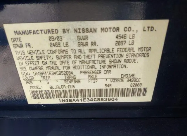 1N4BA41E34C852604 2004 2004 Nissan Maxima- 3-5 SL 9