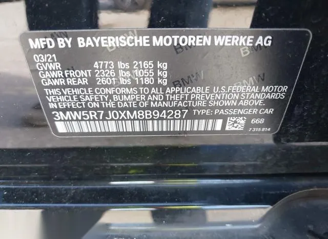 3MW5R7J0XM8B94287 2021 2021 BMW 3 Series- 330I Xdrive 9