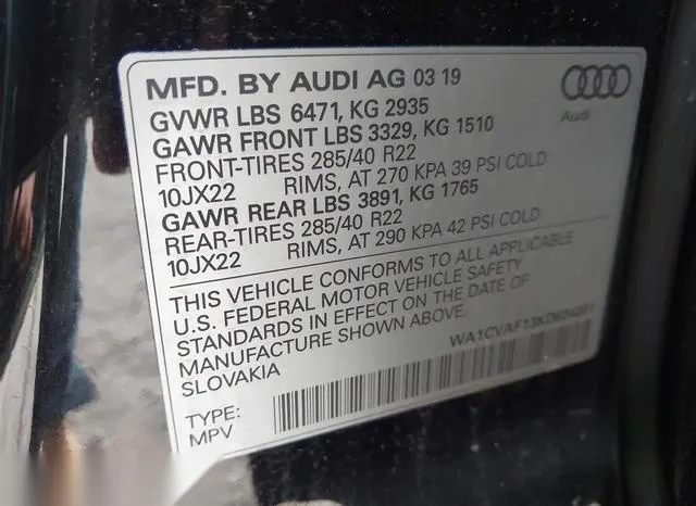 WA1CVAF13KD034301 2019 2019 Audi Q8- 55 Premium 9