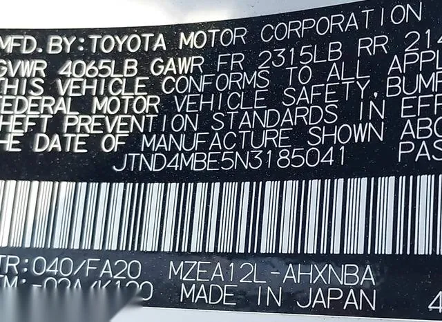 JTND4MBE5N3185041 2022 2022 Toyota Corolla- Se Nightshade E 9