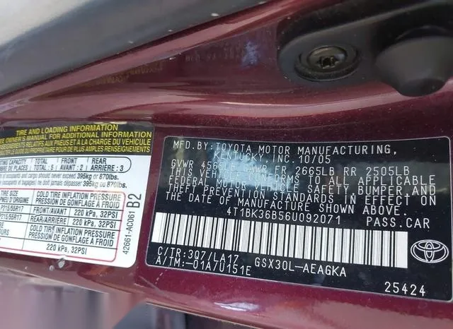 4T1BK36B56U092071 2006 2006 Toyota Avalon- Xls 9