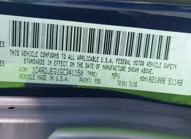 1C4RDJEG1GC341150 2016 2016 Dodge Durango- Citadel 9