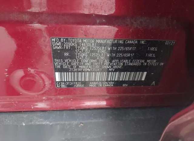 2T3H1RFV6MW135041 2021 2021 Toyota RAV4- LE 9