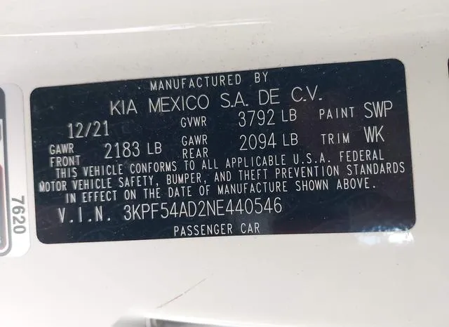 3KPF54AD2NE440546 2022 2022 KIA Forte- Gt-Line 9