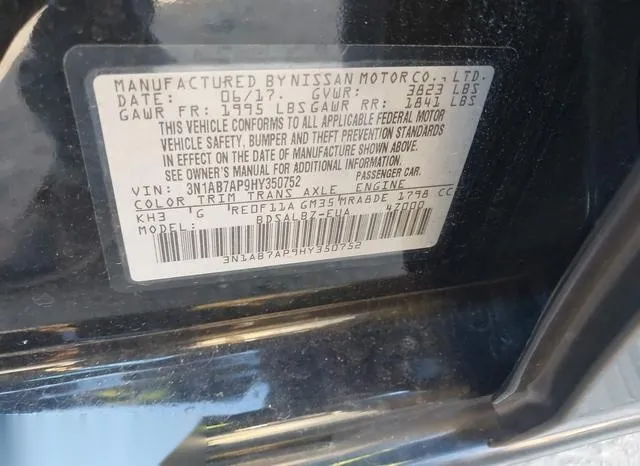 3N1AB7AP9HY350752 2017 2017 Nissan Sentra- S 9