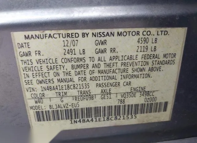 1N4BA41E18C821535 2008 2008 Nissan Maxima- 3-5 SE 9