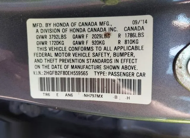 2HGFB2F80EH559565 2014 2014 Honda Civic- EX 9