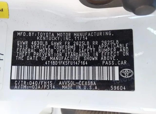 4T1BD1FK5FU147164 2015 2015 Toyota Camry- Hybrid SE 9