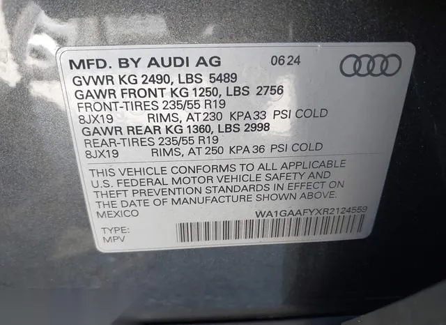 WA1GAAFYXR2124559 2024 2024 Audi Q5- Premium 45 Tfsi S Line 9