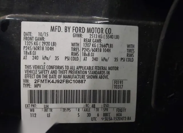 2FMTK4J92FBC10887 2015 2015 Ford Edge- Sel 9