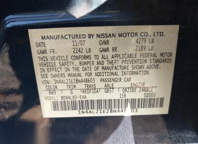 1N4AL21E28N448603 2008 2008 Nissan Altima- 2-5 S 9