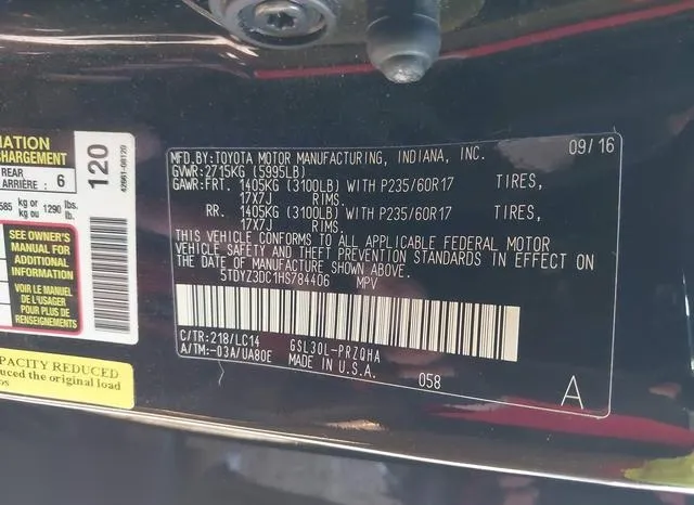 5TDYZ3DC1HS784406 2017 2017 Toyota Sienna- Xle/Limited 9