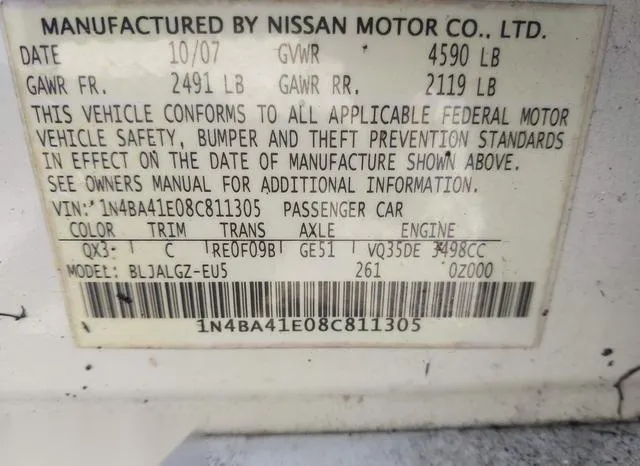 1N4BA41E08C811305 2008 2008 Nissan Maxima- 3-5 SL 9