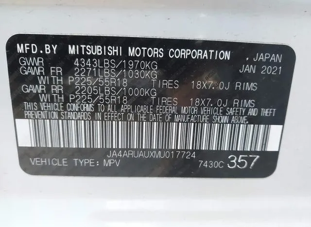 JA4ARUAUXMU017724 2021 2021 Mitsubishi Outlander- Sport 2-0 9