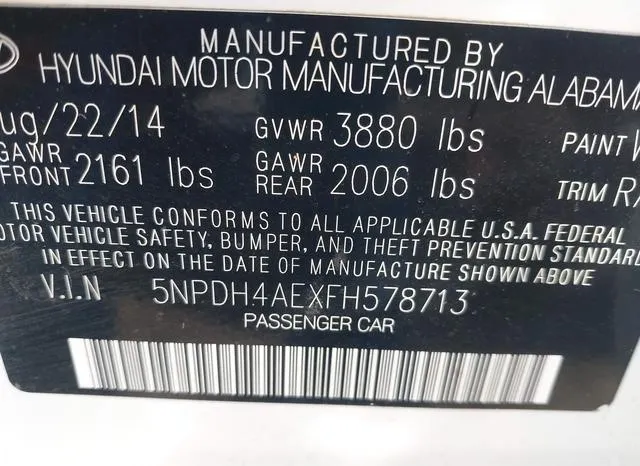 5NPDH4AEXFH578713 2015 2015 Hyundai Elantra- SE 9