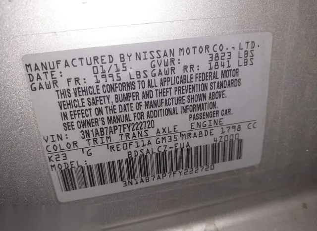 3N1AB7AP7FY222720 2015 2015 Nissan Sentra- S 9