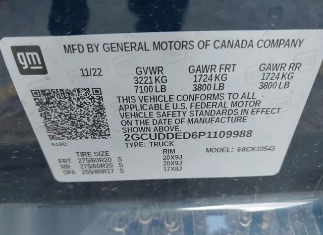 2GCUDDED6P1109988 2023 2023 Chevrolet Silverado 1500- 4Wd 9