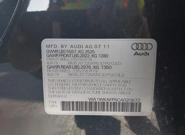 WA1WKAFP5CA020672 2012 2012 Audi Q5- 3-2 Premium 9