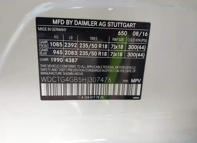 WDCTG4GB5HJ307476 2017 2017 Mercedes-Benz GLA 250- 4Matic 9