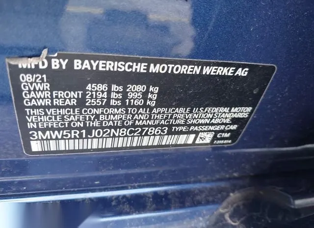 3MW5R1J02N8C27863 2022 2022 BMW 3 Series- 330I 9