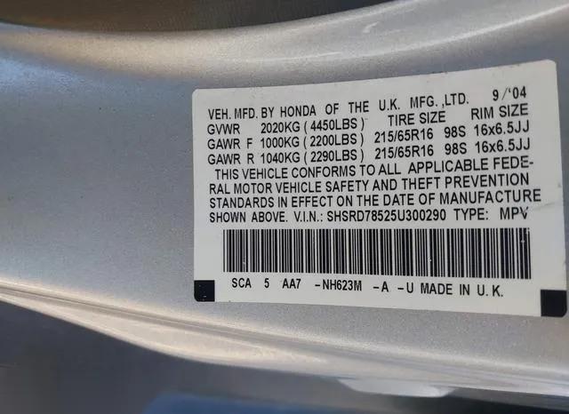 SHSRD78525U300290 2005 2005 Honda CR-V- LX 9