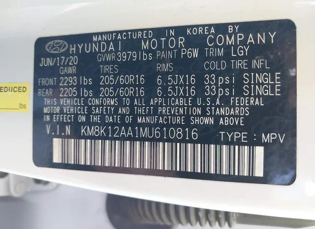 KM8K12AA1MU610816 2021 2021 Hyundai Kona- SE 9