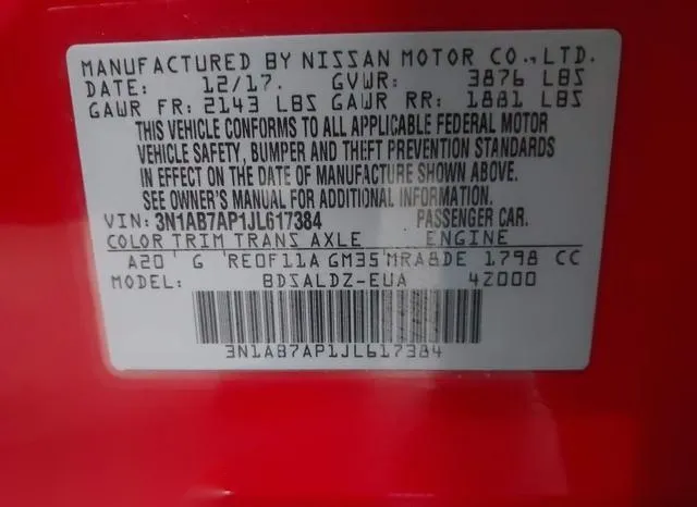 3N1AB7AP1JL617384 2018 2018 Nissan Sentra- SV 9