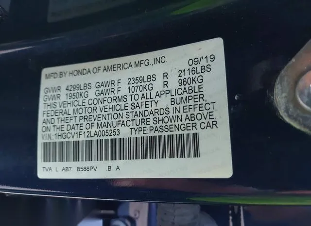 1HGCV1F12LA005253 2020 2020 Honda Accord- LX 9