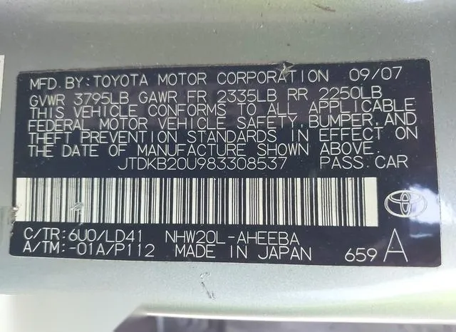 JTDKB20U983308537 2008 2008 Toyota Prius- Standard/Touring 9