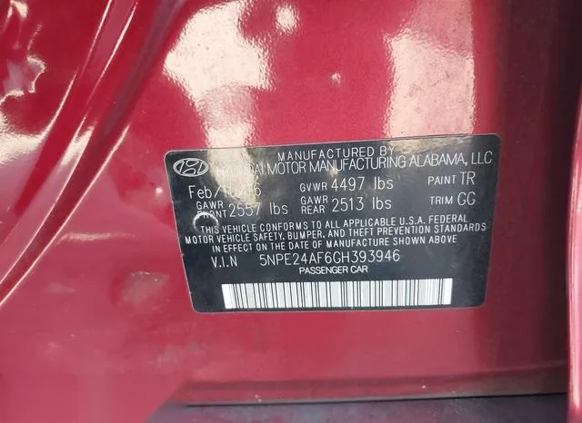 5NPE24AF6GH393946 2016 2016 Hyundai Sonata 9