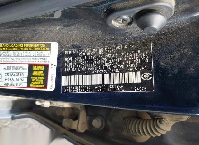 4T1BF1FK2CU104987 2012 2012 Toyota Camry- SE 9