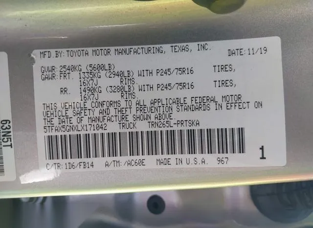 5TFAX5GNXLX171042 2020 2020 Toyota Tacoma- Double Cab 9