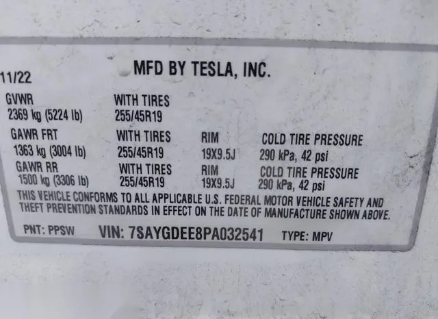 7SAYGDEE8PA032541 2023 2023 Tesla Model Y- Awd/Long Range D 9