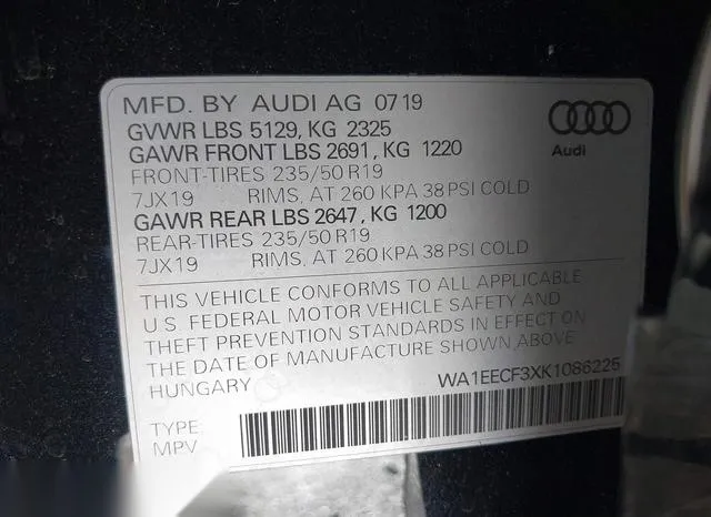 WA1EECF3XK1086225 2019 2019 Audi Q3- 2-0T S Line Premium 9