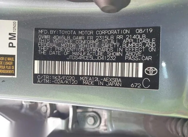 JTDS4RCE5LJ041232 2020 2020 Toyota Corolla- SE 9