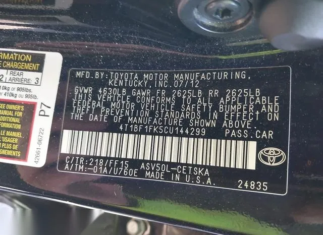 4T1BF1FK5CU144299 2012 2012 Toyota Camry- SE 9