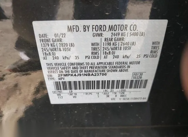 2FMPK4J91NBA23706 2022 2022 Ford Edge- Sel 9