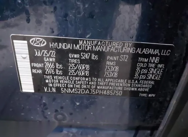 5NMS2DAJ5PH485750 2023 2023 Hyundai Santa Fe- Sel 9