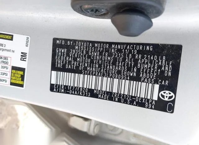 5YFEPRAE3LP080954 2020 2020 Toyota Corolla- LE 9