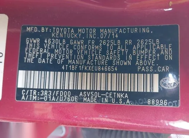 4T1BF1FKXEU846654 2014 2014 Toyota Camry- LE 9