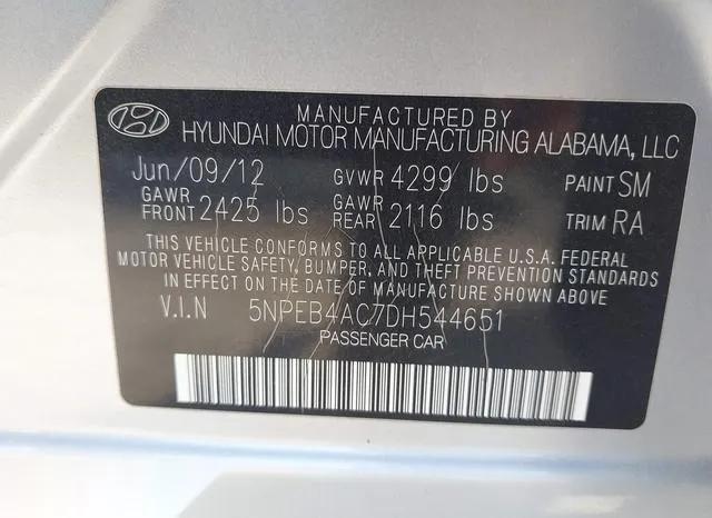 5NPEB4AC7DH544651 2013 2013 Hyundai Sonata- Gls 9