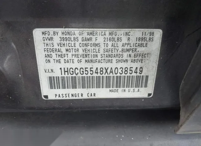 1HGCG5548XA038549 1999 1999 Honda Accord- LX 9