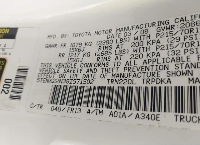 5TENX22N38Z571502 2008 2008 Toyota Tacoma 9