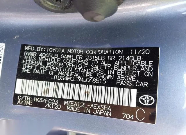 JTDS4MCE3MJ068515 2021 2021 Toyota Corolla- SE 9