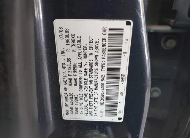 1HGCM56487A001542 2007 2007 Honda Accord- 2-4 LX 9