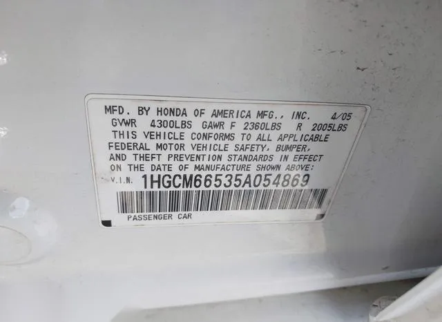 1HGCM66535A054869 2005 2005 Honda Accord- 3-0 EX 9