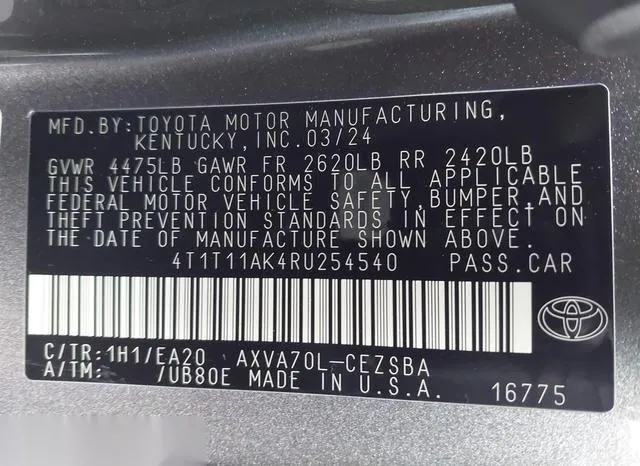 4T1T11AK4RU254540 2024 2024 Toyota Camry- SE 9