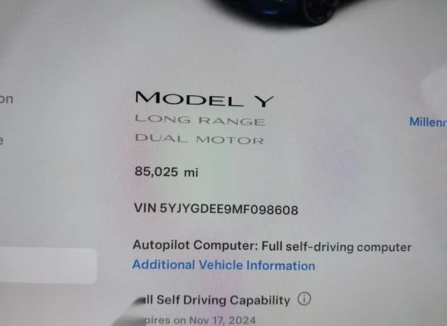 5YJYGDEE9MF098608 2021 2021 Tesla Model Y- Long Range Dual 7